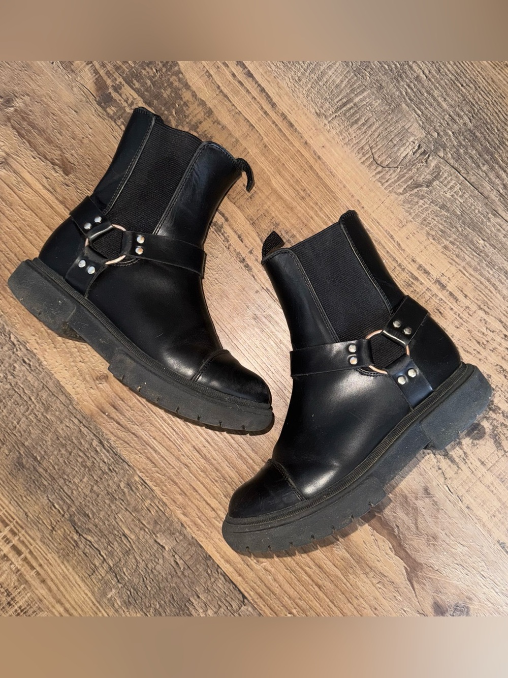 Art Class Kids Black Moto Harness Chelsea Boots Size 1 Target Combat Girls Shoes
